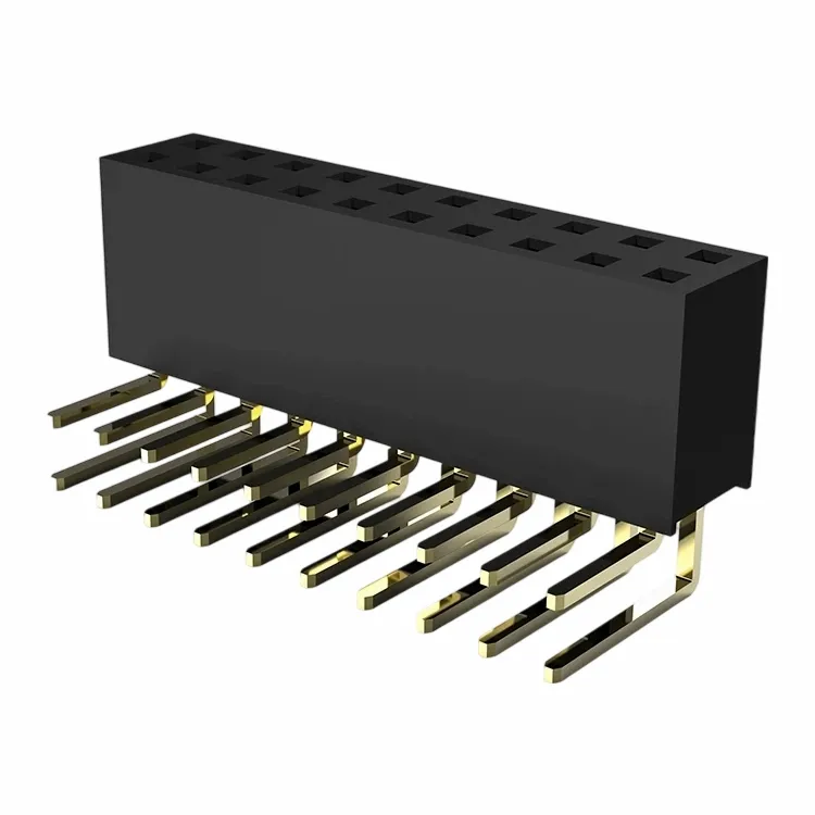 2.54mm Header Perempuan Double Row Right Sudut Dip Y Jenis